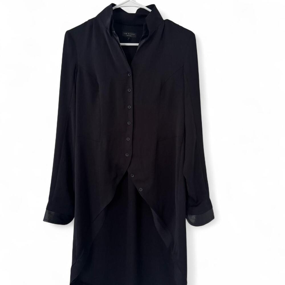 Rag & Bone 90s grunge preppy black high-low collared button-down size XS